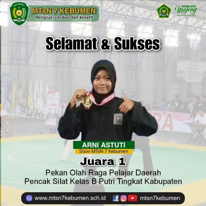 MTsN 7 Kebumen Raih Juara 1 Cabang Pencak Silat Putri  POPDA Kabupaten Kebumen
