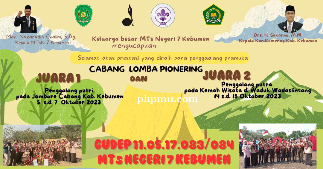 Gudep  Pramuka Pangkalan MTsN 7 Kebumen Raih 2 Kejuaraan Pionering Tingkat Kabupaten Kebumen