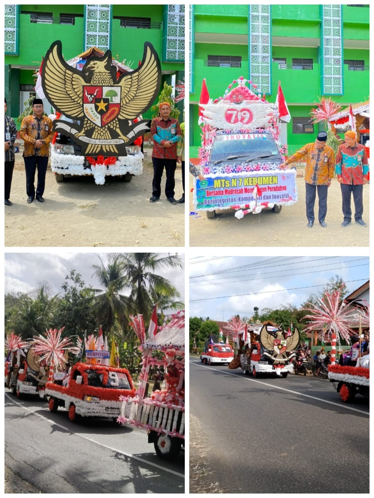 Meriahkan HUT RI ke-79 Kecamatan Prembun, MTsN 7 Kebumen Kirimkan Tim Karnaval