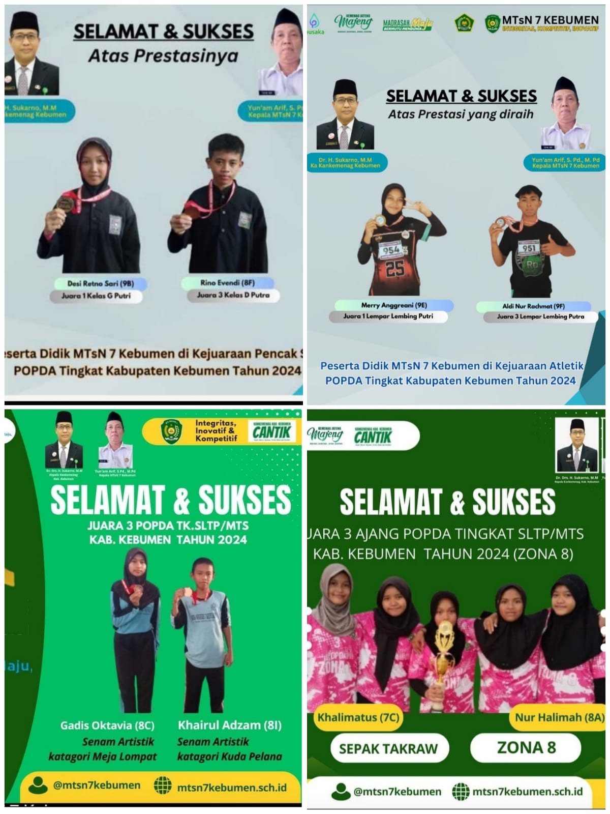 Delapan Kejuaraan Diraih MTsN 7 Kebumen pada Ajang POPDA Kabupaten Kebumen 2024